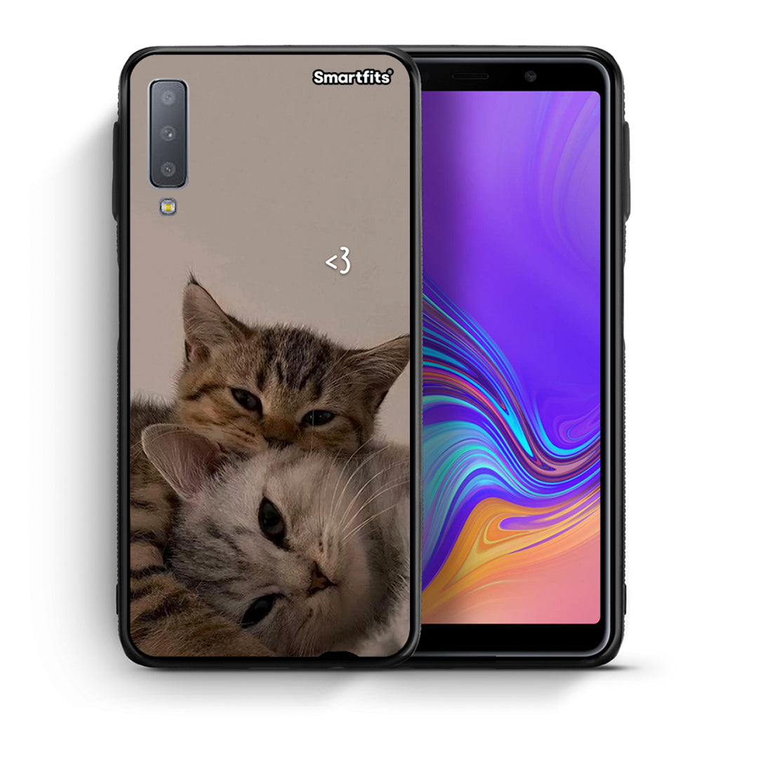 Θήκη Samsung A7 2018 Cats In Love από τη Smartfits με σχέδιο στο πίσω μέρος και μαύρο περίβλημα | Samsung A7 2018 Cats In Love case with colorful back and black bezels