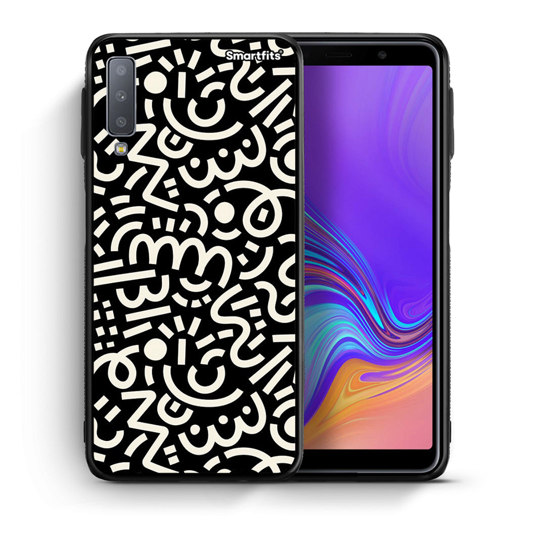 Θήκη Samsung A7 2018 Doodle Art από τη Smartfits με σχέδιο στο πίσω μέρος και μαύρο περίβλημα | Samsung A7 2018 Doodle Art case with colorful back and black bezels