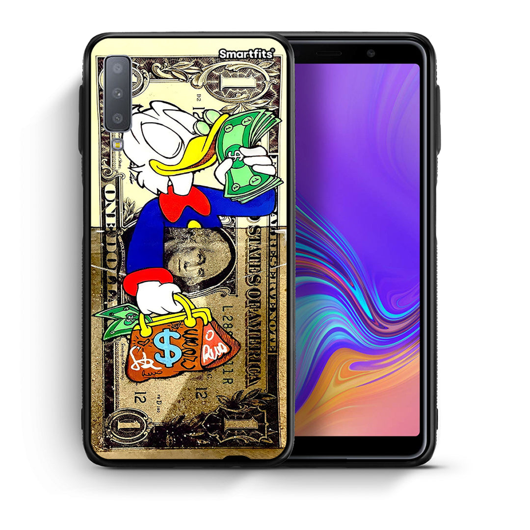 Θήκη Samsung A7 2018 Duck Money από τη Smartfits με σχέδιο στο πίσω μέρος και μαύρο περίβλημα | Samsung A7 2018 Duck Money case with colorful back and black bezels
