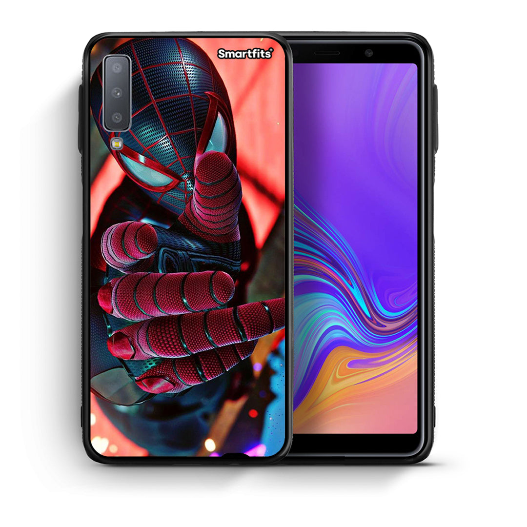 Θήκη Samsung A7 2018 Spider Hand από τη Smartfits με σχέδιο στο πίσω μέρος και μαύρο περίβλημα | Samsung A7 2018 Spider Hand case with colorful back and black bezels