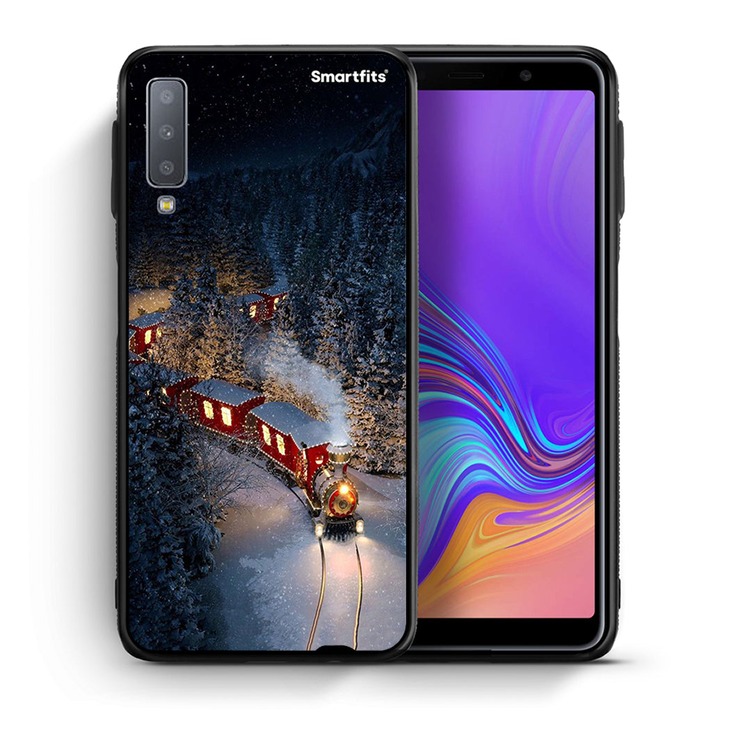 Θήκη Samsung A7 2018 Xmas Train από τη Smartfits με σχέδιο στο πίσω μέρος και μαύρο περίβλημα | Samsung A7 2018 Xmas Train case with colorful back and black bezels