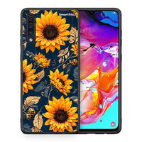 Thumbnail for Θήκη Samsung A70 Autumn Sunflowers από τη Smartfits με σχέδιο στο πίσω μέρος και μαύρο περίβλημα | Samsung A70 Autumn Sunflowers case with colorful back and black bezels