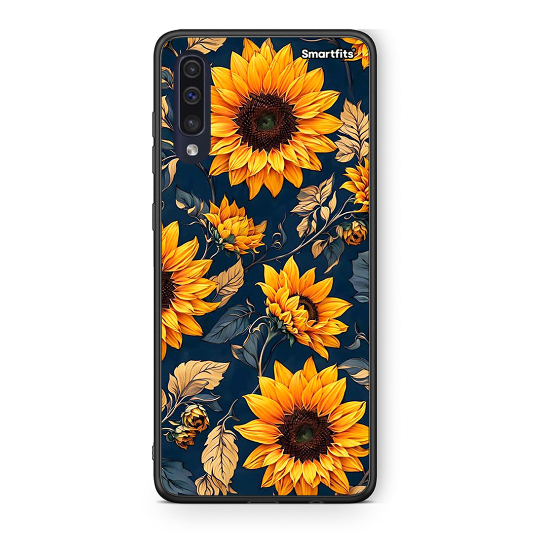 Samsung A70 Autumn Sunflowers Θήκη από τη Smartfits με σχέδιο στο πίσω μέρος και μαύρο περίβλημα | Smartphone case with colorful back and black bezels by Smartfits