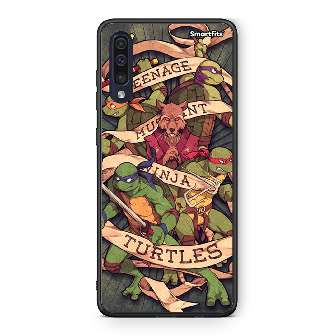 Samsung A70 Ninja Turtles θήκη από τη Smartfits με σχέδιο στο πίσω μέρος και μαύρο περίβλημα | Smartphone case with colorful back and black bezels by Smartfits