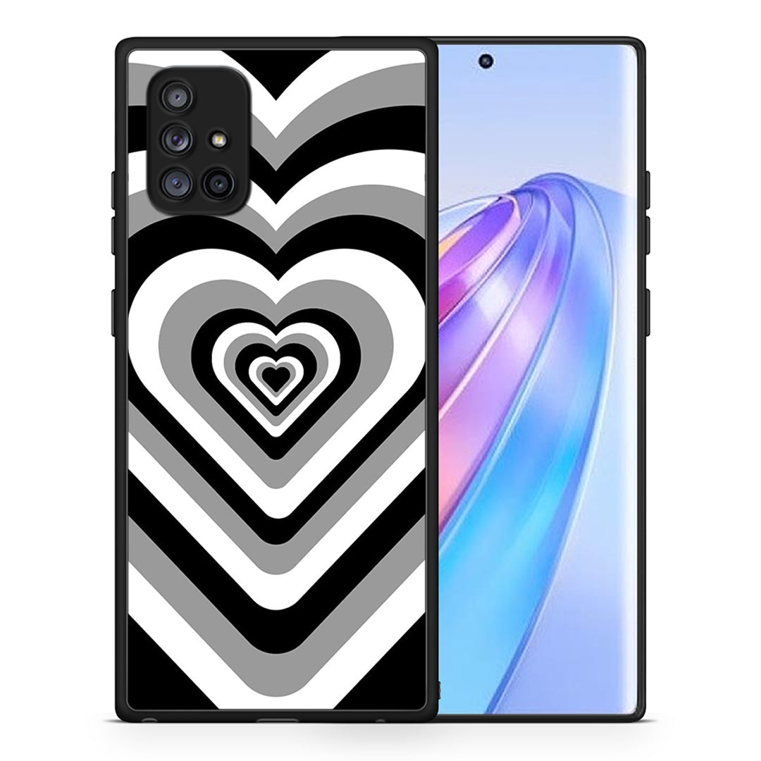 Θήκη Samsung Galaxy A71 5G Black Hearts από τη Smartfits με σχέδιο στο πίσω μέρος και μαύρο περίβλημα | Samsung Galaxy A71 5G Black Hearts case with colorful back and black bezels