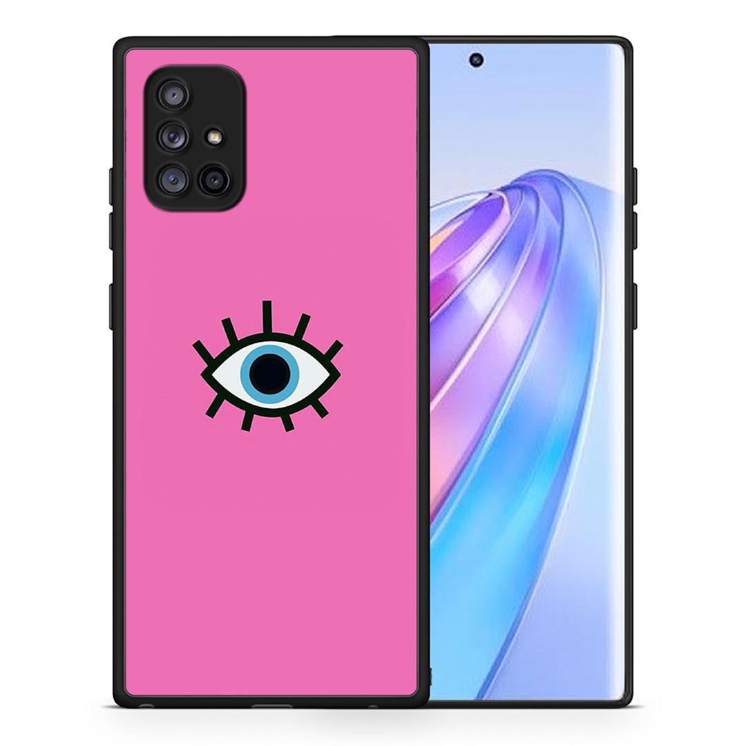 Θήκη Samsung Galaxy A71 5G Blue Eye Pink από τη Smartfits με σχέδιο στο πίσω μέρος και μαύρο περίβλημα | Samsung Galaxy A71 5G Blue Eye Pink case with colorful back and black bezels