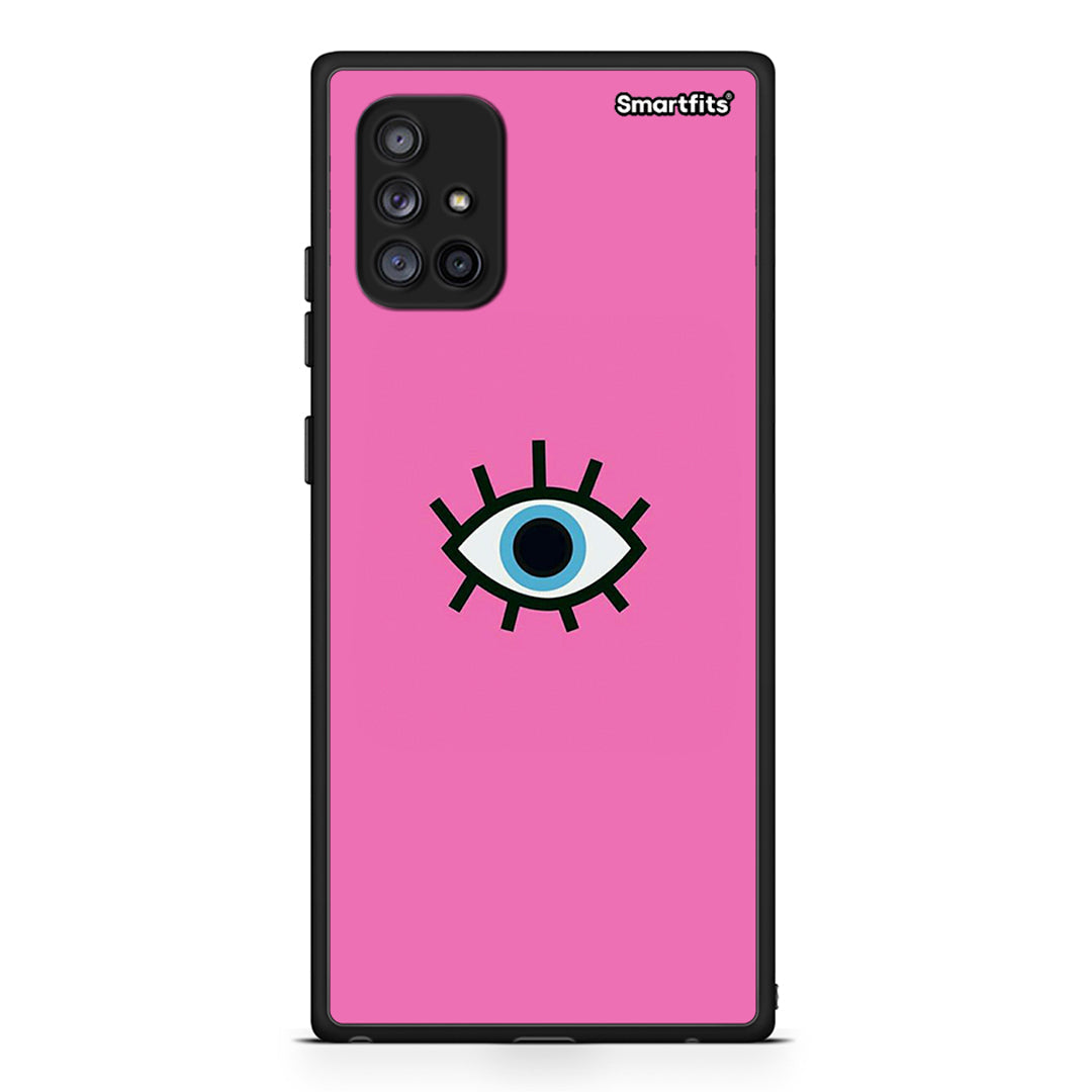 Samsung Galaxy A71 5G Blue Eye Pink θήκη από τη Smartfits με σχέδιο στο πίσω μέρος και μαύρο περίβλημα | Smartphone case with colorful back and black bezels by Smartfits