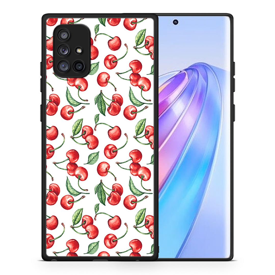 Θήκη Samsung Galaxy A71 5G Cherry Summer από τη Smartfits με σχέδιο στο πίσω μέρος και μαύρο περίβλημα | Samsung Galaxy A71 5G Cherry Summer case with colorful back and black bezels