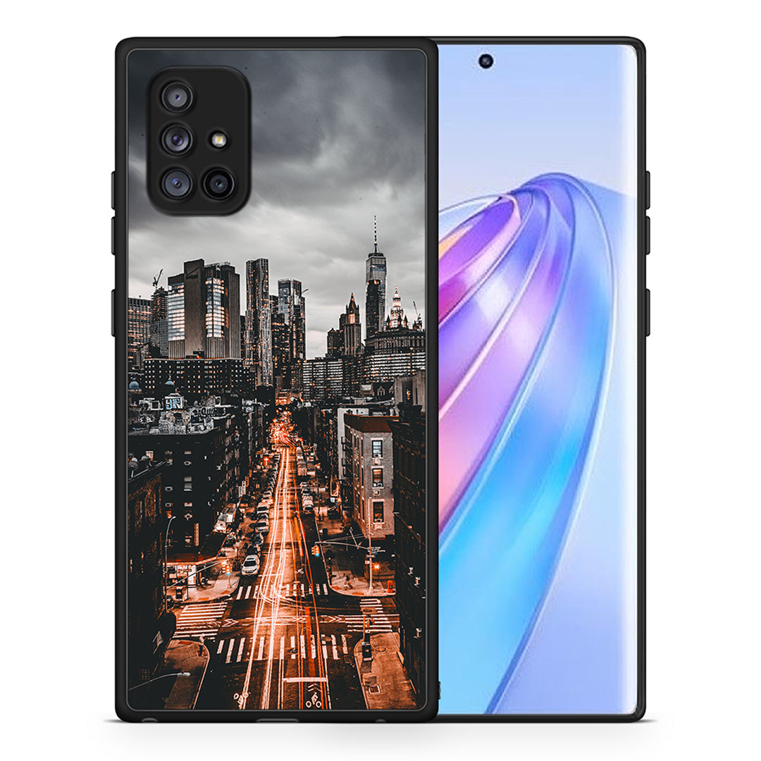 Θήκη Samsung Galaxy A71 5G City Lights από τη Smartfits με σχέδιο στο πίσω μέρος και μαύρο περίβλημα | Samsung Galaxy A71 5G City Lights case with colorful back and black bezels