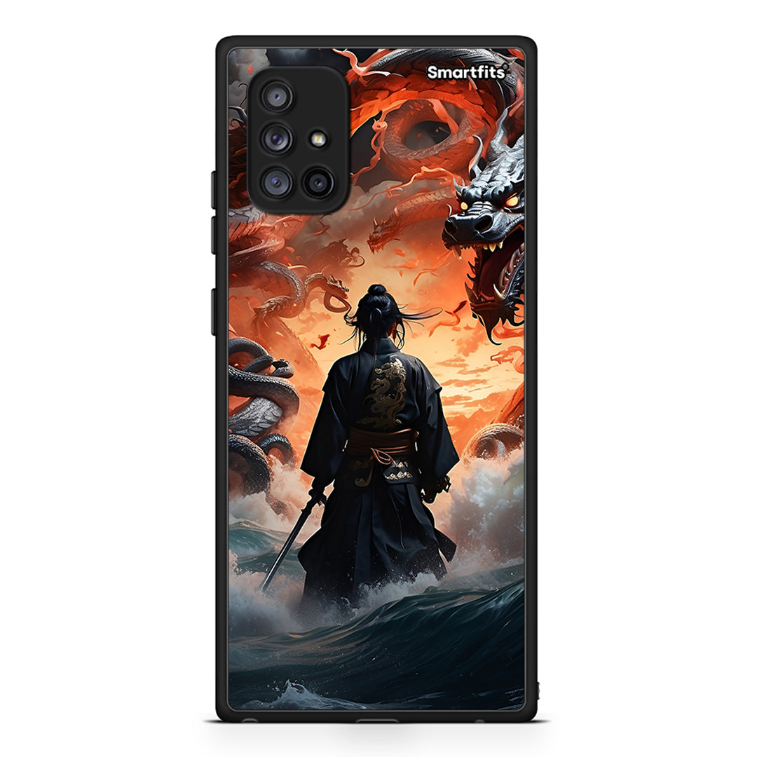 Samsung Galaxy A71 5G Dragons Fight θήκη από τη Smartfits με σχέδιο στο πίσω μέρος και μαύρο περίβλημα | Smartphone case with colorful back and black bezels by Smartfits