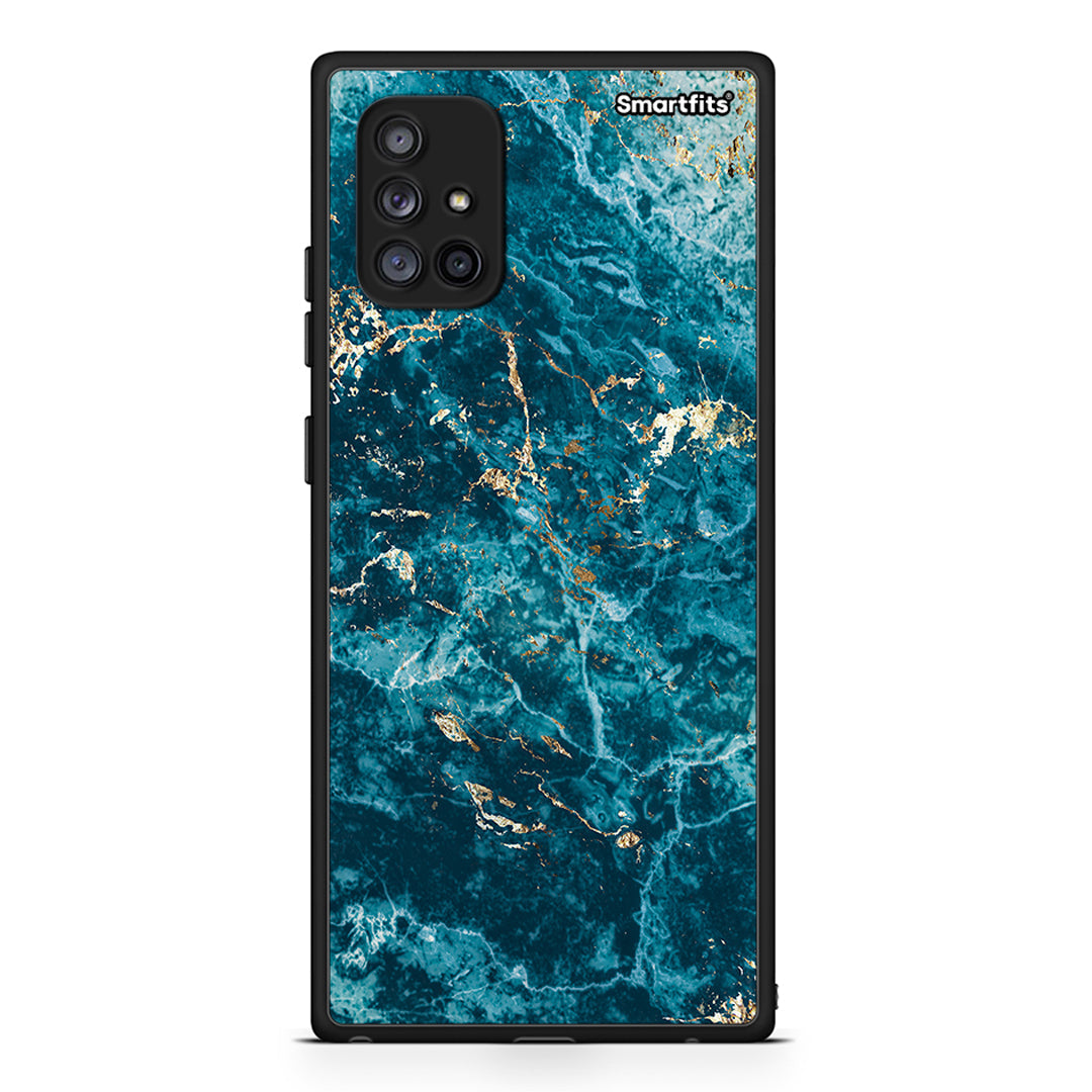 Samsung Galaxy A71 5G Marble Blue θήκη από τη Smartfits με σχέδιο στο πίσω μέρος και μαύρο περίβλημα | Smartphone case with colorful back and black bezels by Smartfits