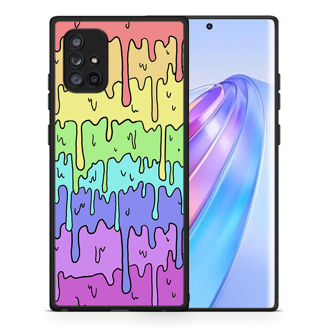 Θήκη Samsung Galaxy A71 5G Melting Rainbow από τη Smartfits με σχέδιο στο πίσω μέρος και μαύρο περίβλημα | Samsung Galaxy A71 5G Melting Rainbow case with colorful back and black bezels