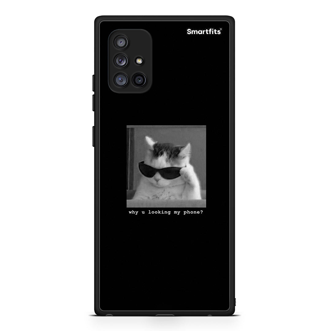 Samsung Galaxy A71 5G Meme Cat θήκη από τη Smartfits με σχέδιο στο πίσω μέρος και μαύρο περίβλημα | Smartphone case with colorful back and black bezels by Smartfits