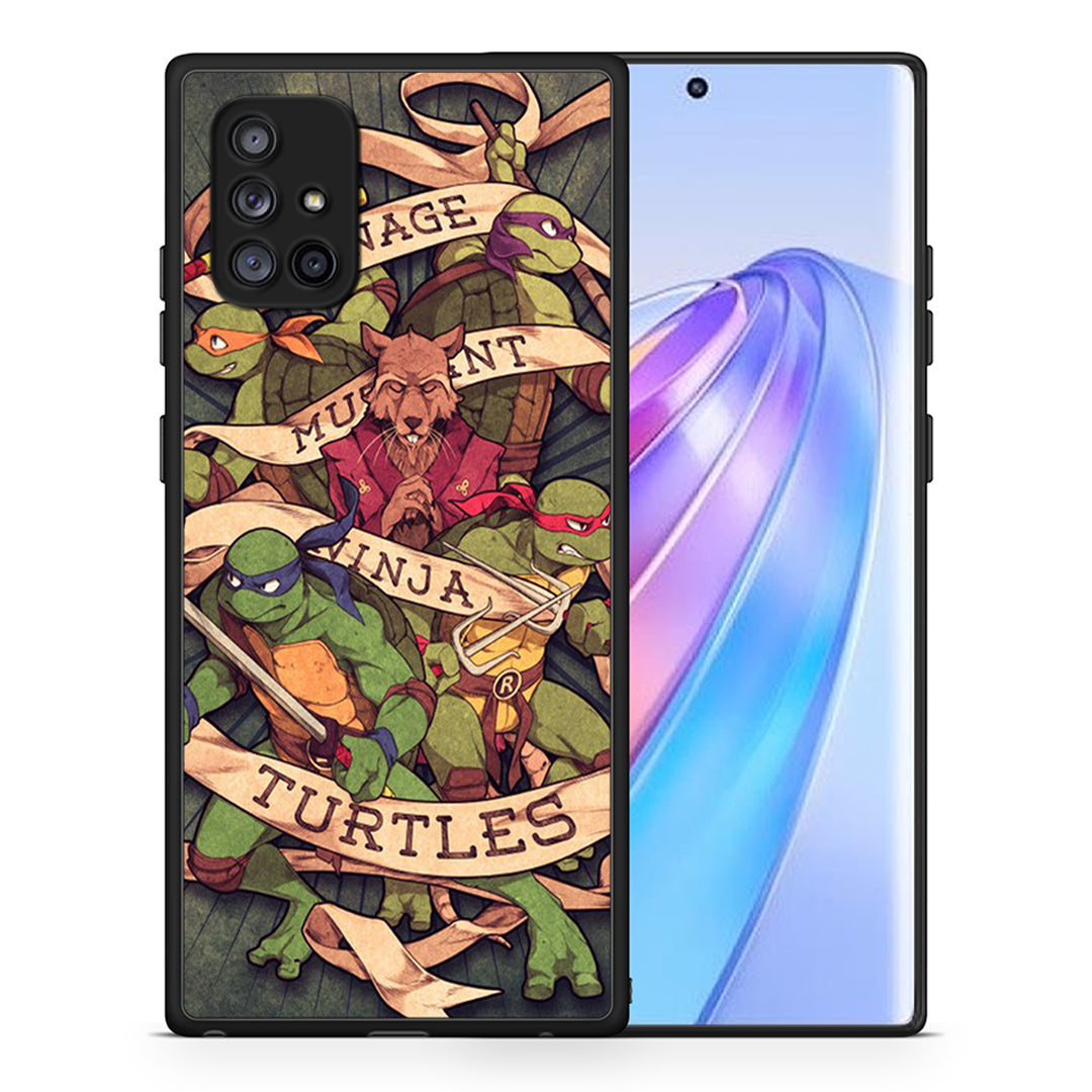 Θήκη Samsung Galaxy A71 5G Ninja Turtles από τη Smartfits με σχέδιο στο πίσω μέρος και μαύρο περίβλημα | Samsung Galaxy A71 5G Ninja Turtles case with colorful back and black bezels