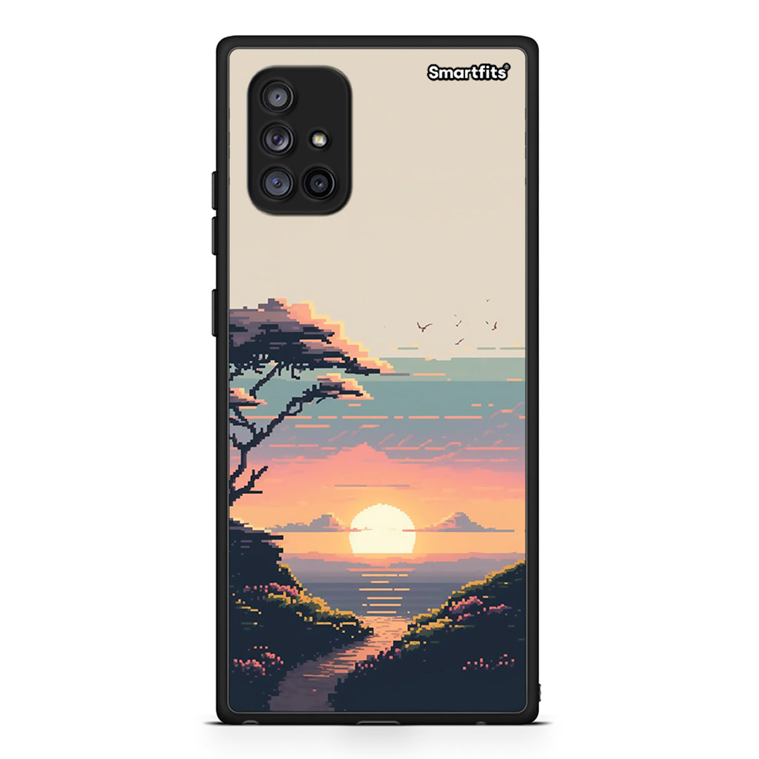 Samsung Galaxy A71 5G Pixel Sunset Θήκη από τη Smartfits με σχέδιο στο πίσω μέρος και μαύρο περίβλημα | Smartphone case with colorful back and black bezels by Smartfits