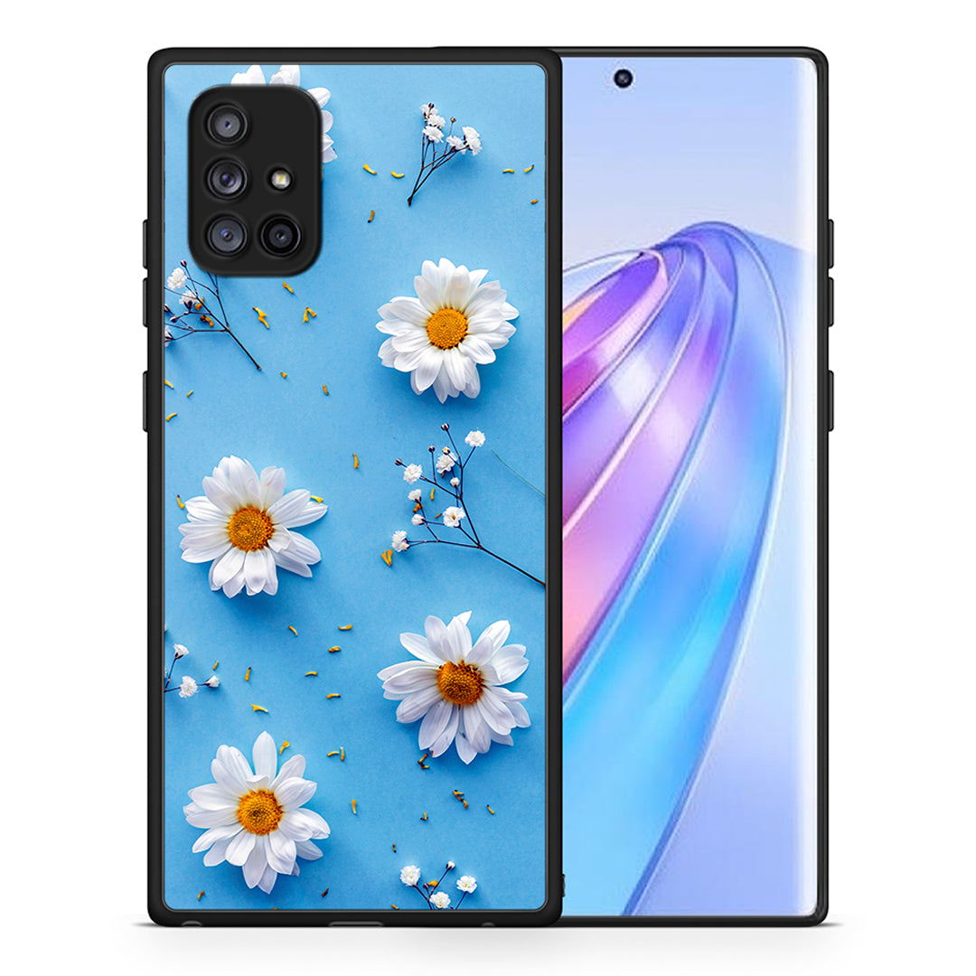 Θήκη Samsung Galaxy A71 5G Real Daisies από τη Smartfits με σχέδιο στο πίσω μέρος και μαύρο περίβλημα | Samsung Galaxy A71 5G Real Daisies case with colorful back and black bezels