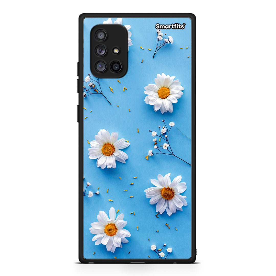 Samsung Galaxy A71 5G Real Daisies θήκη από τη Smartfits με σχέδιο στο πίσω μέρος και μαύρο περίβλημα | Smartphone case with colorful back and black bezels by Smartfits