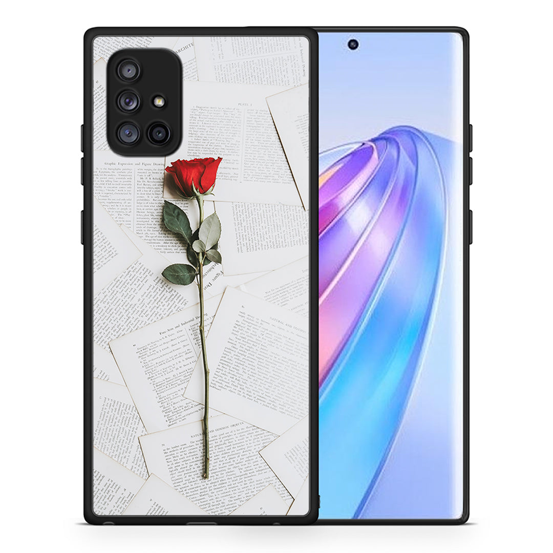 Θήκη Samsung Galaxy A71 5G Red Rose από τη Smartfits με σχέδιο στο πίσω μέρος και μαύρο περίβλημα | Samsung Galaxy A71 5G Red Rose case with colorful back and black bezels