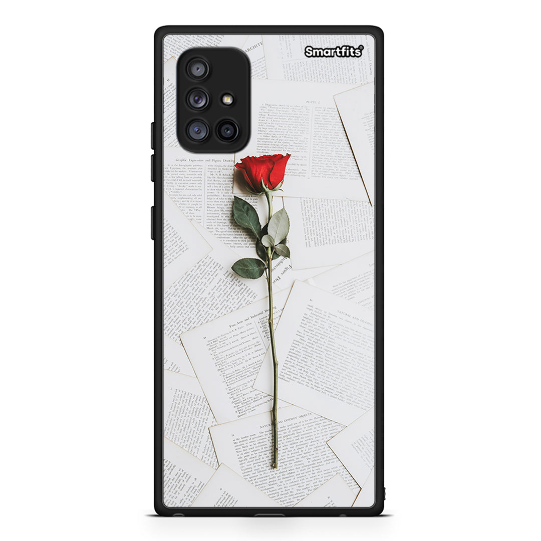 Samsung Galaxy A71 5G Red Rose θήκη από τη Smartfits με σχέδιο στο πίσω μέρος και μαύρο περίβλημα | Smartphone case with colorful back and black bezels by Smartfits