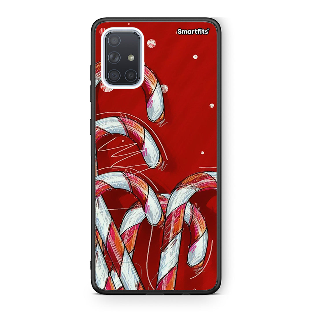 Samsung A51 Candy Cane θήκη από τη Smartfits με σχέδιο στο πίσω μέρος και μαύρο περίβλημα | Smartphone case with colorful back and black bezels by Smartfits