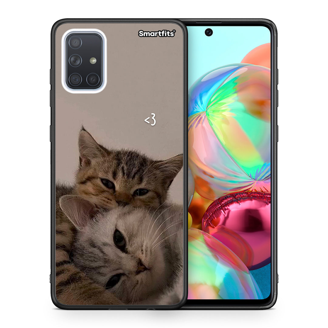 Θήκη Samsung A71 Cats In Love από τη Smartfits με σχέδιο στο πίσω μέρος και μαύρο περίβλημα | Samsung A71 Cats In Love case with colorful back and black bezels