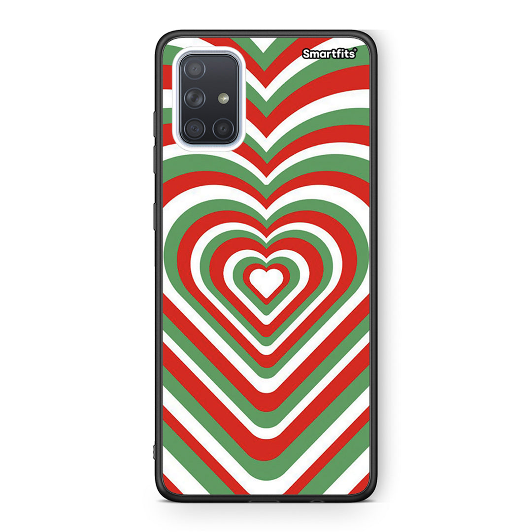 Samsung A51 Christmas Hearts θήκη από τη Smartfits με σχέδιο στο πίσω μέρος και μαύρο περίβλημα | Smartphone case with colorful back and black bezels by Smartfits