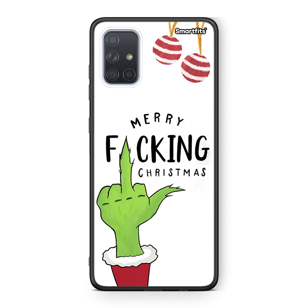 Samsung A51 Merry F Xmas θήκη από τη Smartfits με σχέδιο στο πίσω μέρος και μαύρο περίβλημα | Smartphone case with colorful back and black bezels by Smartfits