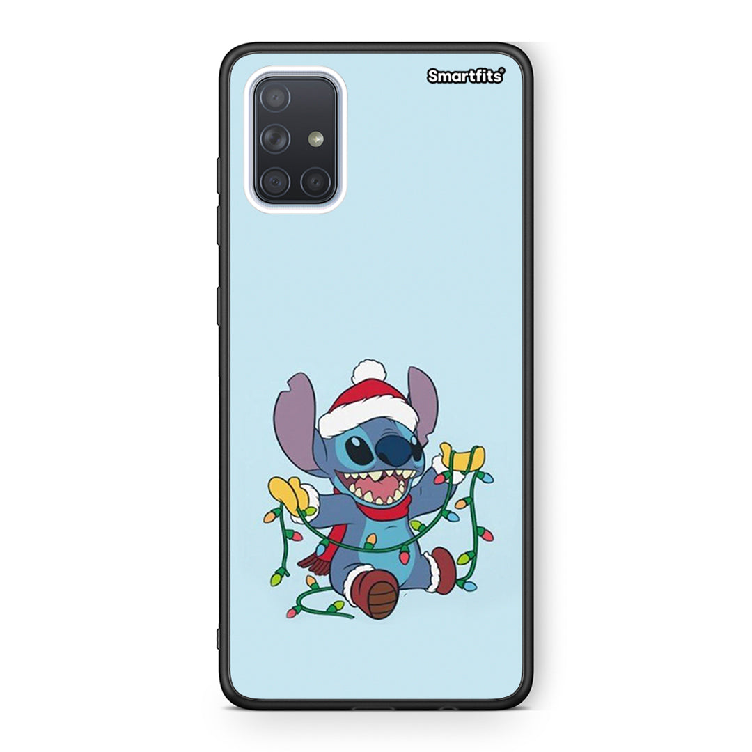 Samsung A51 Santa Stich θήκη από τη Smartfits με σχέδιο στο πίσω μέρος και μαύρο περίβλημα | Smartphone case with colorful back and black bezels by Smartfits