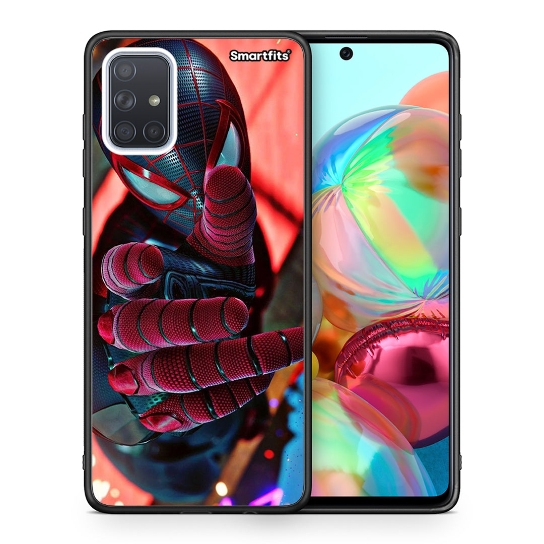 Θήκη Samsung A71 Spider Hand από τη Smartfits με σχέδιο στο πίσω μέρος και μαύρο περίβλημα | Samsung A71 Spider Hand case with colorful back and black bezels