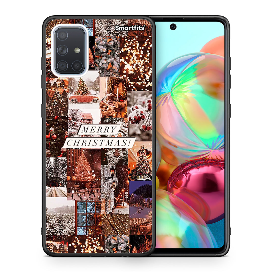 Θήκη Samsung A71 Xmas Collage από τη Smartfits με σχέδιο στο πίσω μέρος και μαύρο περίβλημα | Samsung A71 Xmas Collage case with colorful back and black bezels