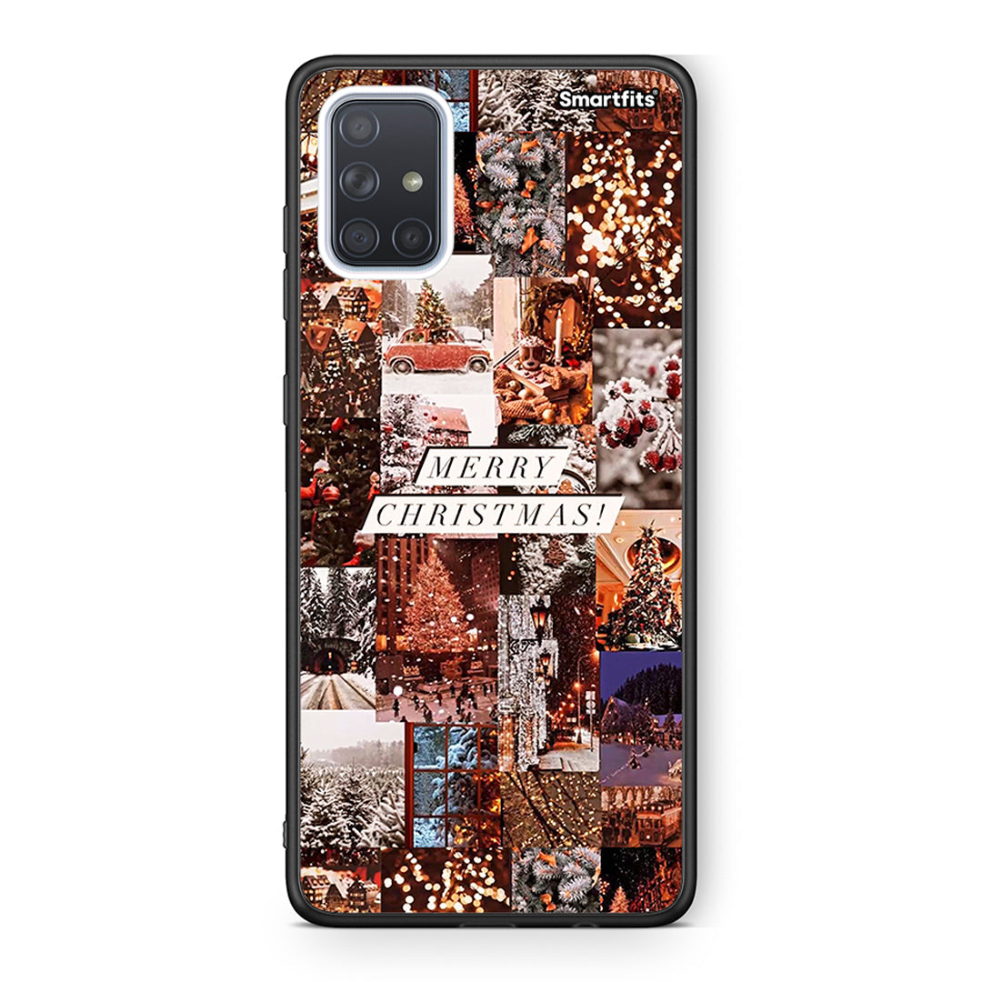 Samsung A71 Xmas Collage θήκη από τη Smartfits με σχέδιο στο πίσω μέρος και μαύρο περίβλημα | Smartphone case with colorful back and black bezels by Smartfits