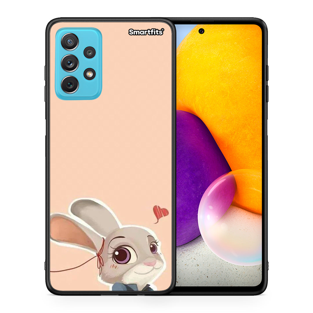 Θήκη Samsung A72 Nick Wilde And Judy Hopps Love 2 από τη Smartfits με σχέδιο στο πίσω μέρος και μαύρο περίβλημα | Samsung A72 Nick Wilde And Judy Hopps Love 2 case with colorful back and black bezels