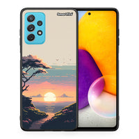 Thumbnail for Θήκη Samsung A72 Pixel Sunset από τη Smartfits με σχέδιο στο πίσω μέρος και μαύρο περίβλημα | Samsung A72 Pixel Sunset case with colorful back and black bezels