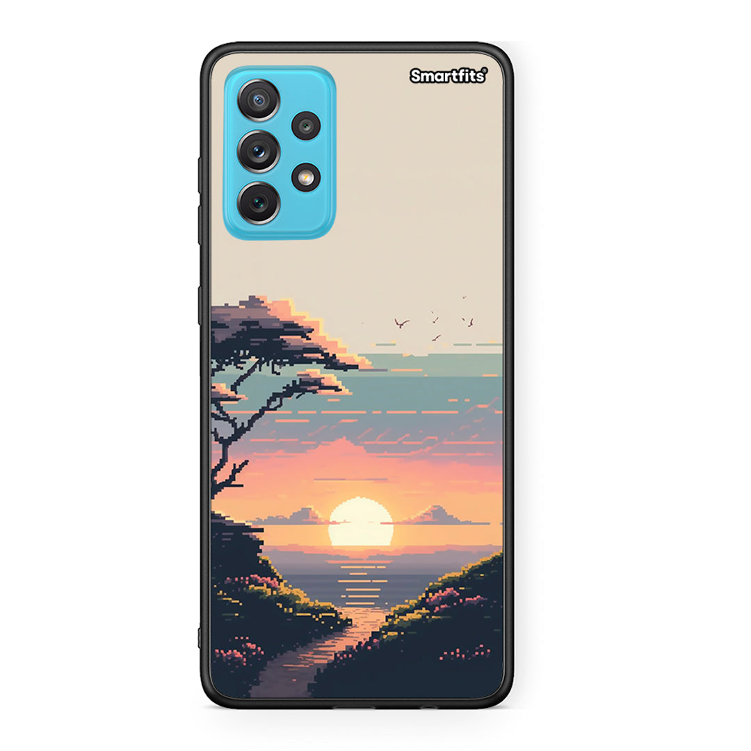 Samsung A72 Pixel Sunset Θήκη από τη Smartfits με σχέδιο στο πίσω μέρος και μαύρο περίβλημα | Smartphone case with colorful back and black bezels by Smartfits