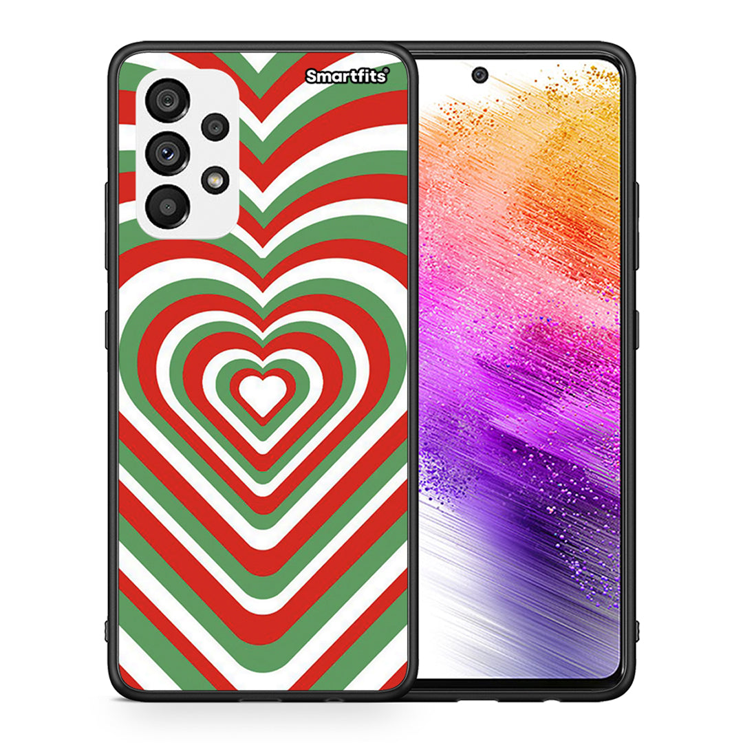 Θήκη Samsung A73 5G Christmas Hearts από τη Smartfits με σχέδιο στο πίσω μέρος και μαύρο περίβλημα | Samsung A73 5G Christmas Hearts case with colorful back and black bezels