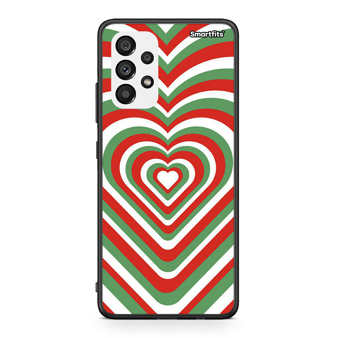 Samsung A73 5G Christmas Hearts θήκη από τη Smartfits με σχέδιο στο πίσω μέρος και μαύρο περίβλημα | Smartphone case with colorful back and black bezels by Smartfits