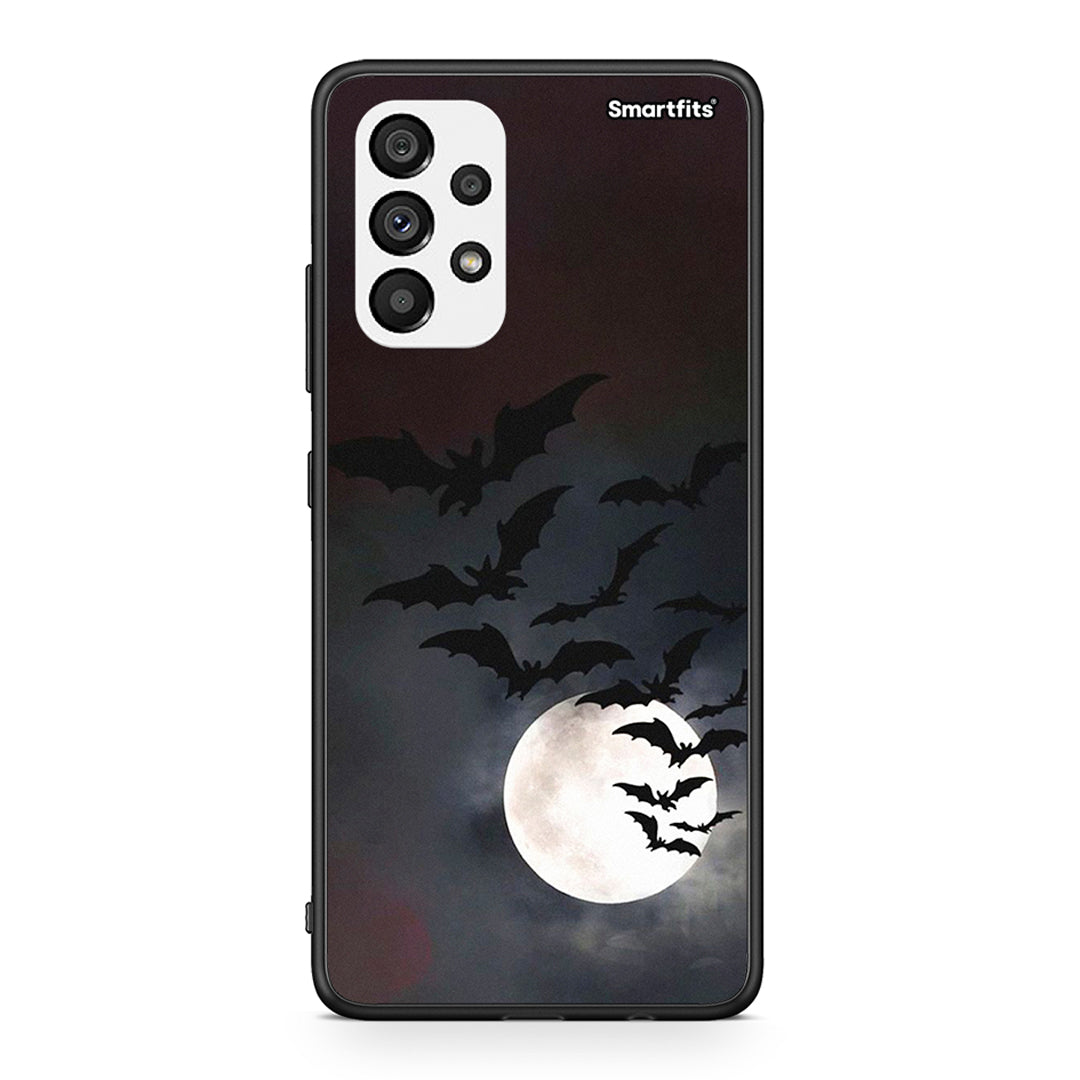 Samsung A73 5G Halloween Bat Night Θήκη από τη Smartfits με σχέδιο στο πίσω μέρος και μαύρο περίβλημα | Smartphone case with colorful back and black bezels by Smartfits