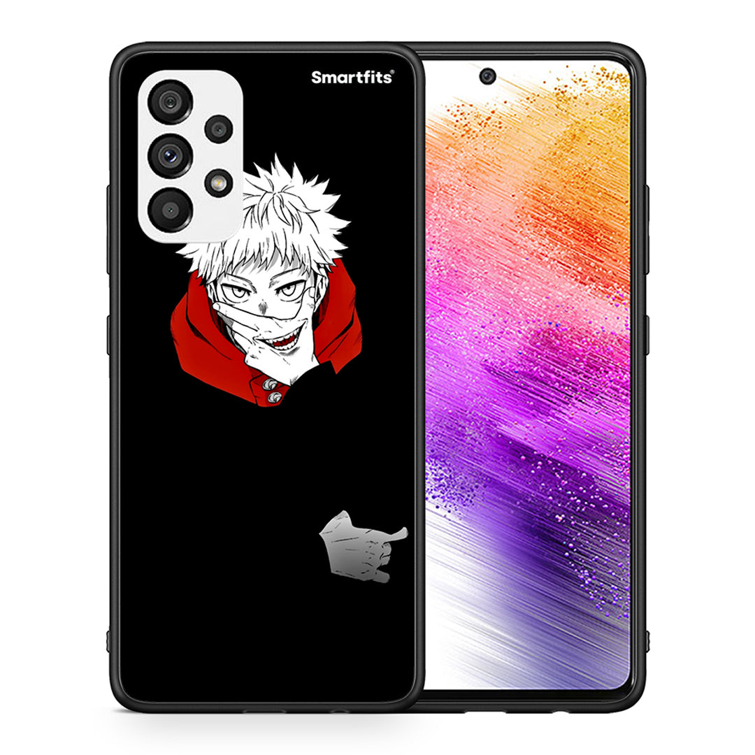 Θήκη Samsung A73 5G Itadori Anime από τη Smartfits με σχέδιο στο πίσω μέρος και μαύρο περίβλημα | Samsung A73 5G Itadori Anime case with colorful back and black bezels