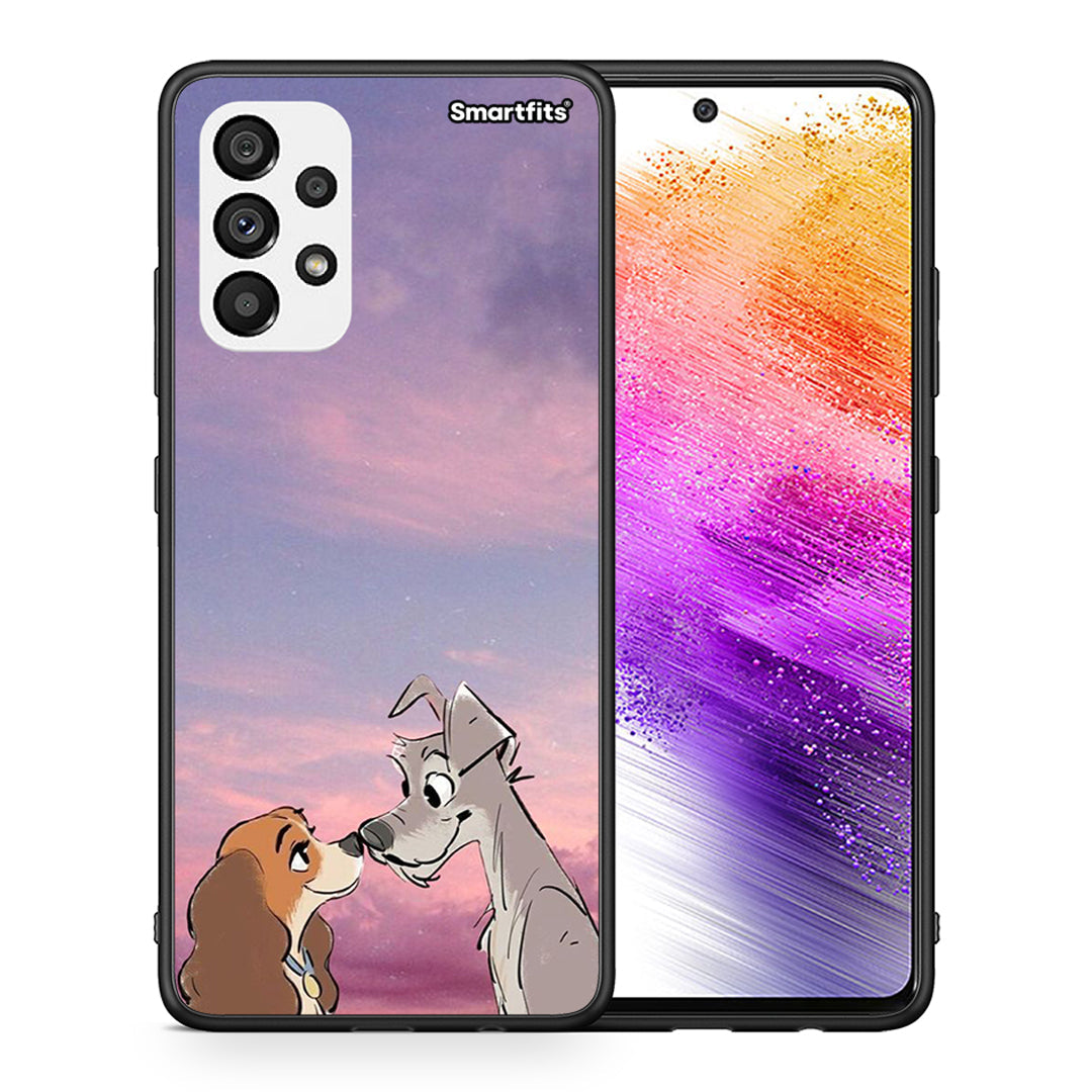 Θήκη Samsung A73 5G Lady And Tramp από τη Smartfits με σχέδιο στο πίσω μέρος και μαύρο περίβλημα | Samsung A73 5G Lady And Tramp case with colorful back and black bezels