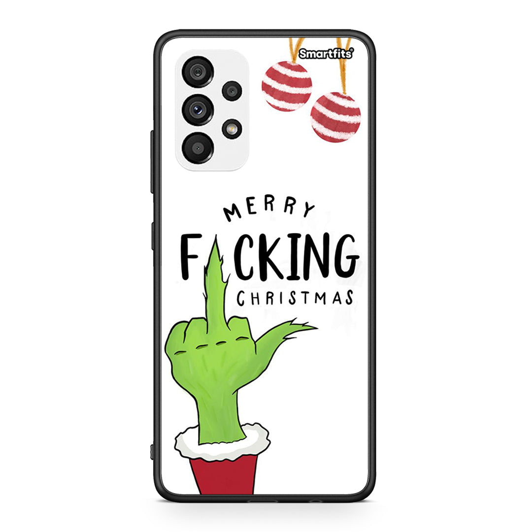 Samsung A73 5G Merry F Xmas θήκη από τη Smartfits με σχέδιο στο πίσω μέρος και μαύρο περίβλημα | Smartphone case with colorful back and black bezels by Smartfits