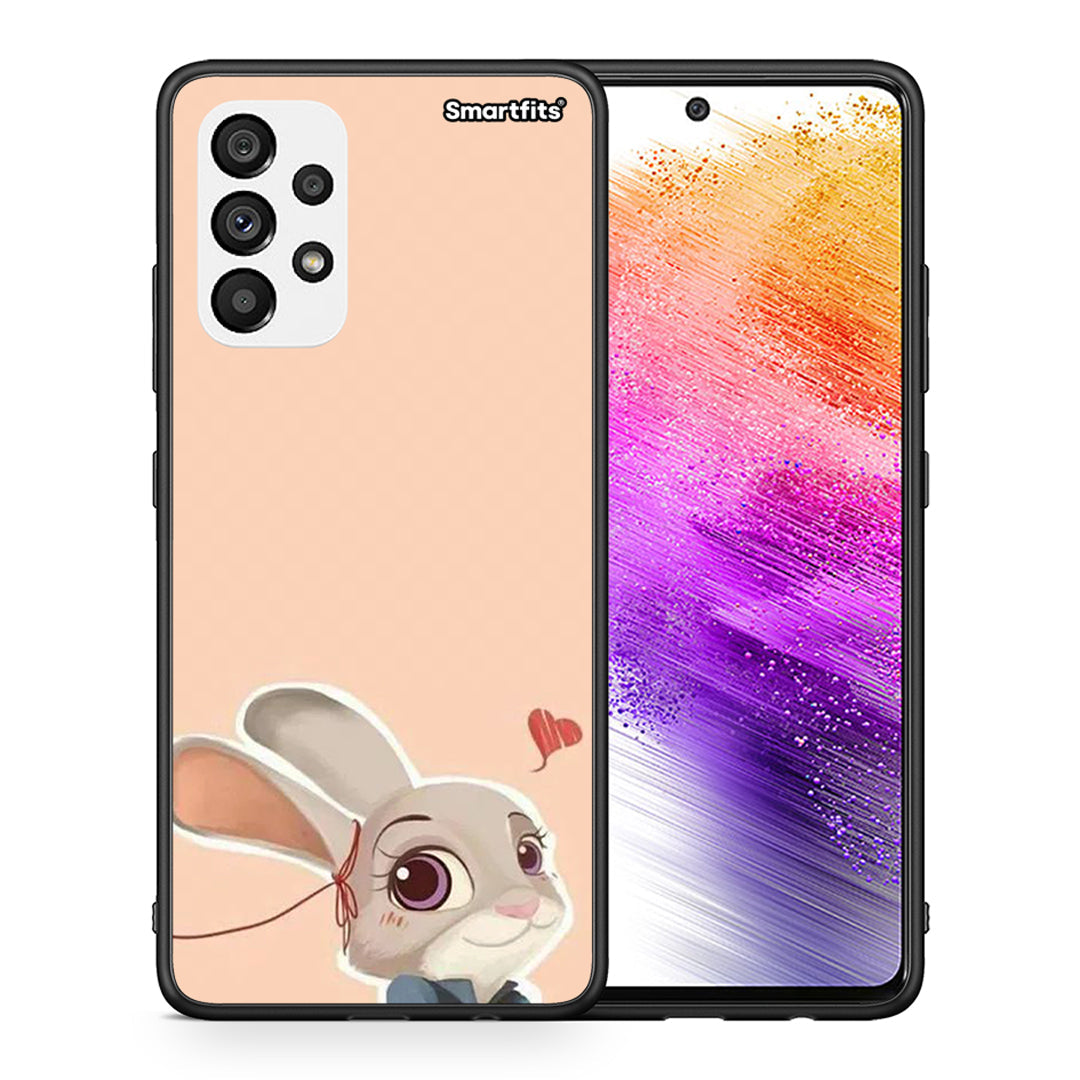 Θήκη Samsung A73 5G Nick Wilde And Judy Hopps Love 2 από τη Smartfits με σχέδιο στο πίσω μέρος και μαύρο περίβλημα | Samsung A73 5G Nick Wilde And Judy Hopps Love 2 case with colorful back and black bezels