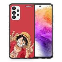 Thumbnail for Θήκη Samsung A73 5G Pirate Luffy από τη Smartfits με σχέδιο στο πίσω μέρος και μαύρο περίβλημα | Samsung A73 5G Pirate Luffy case with colorful back and black bezels