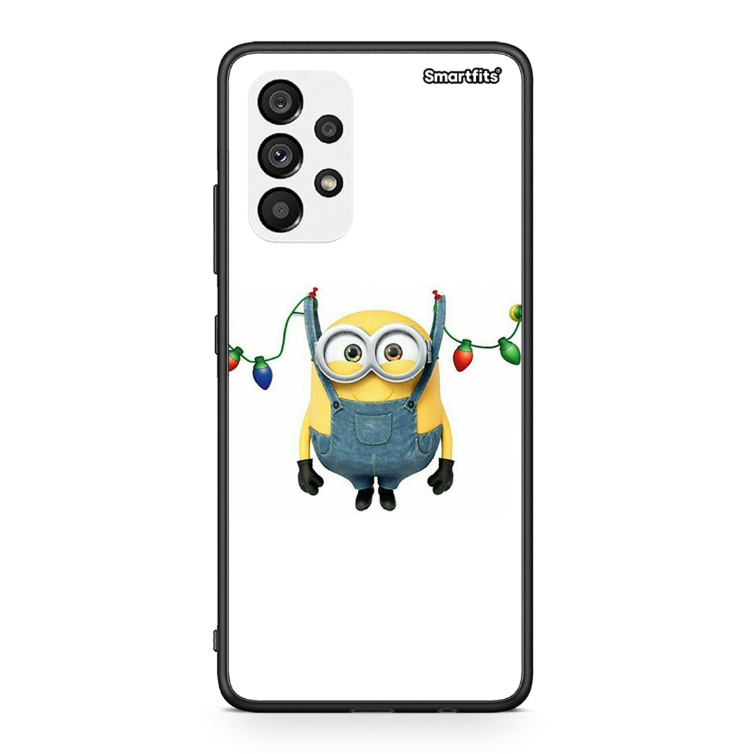 Samsung A73 5G Xmas Minion Lights θήκη από τη Smartfits με σχέδιο στο πίσω μέρος και μαύρο περίβλημα | Smartphone case with colorful back and black bezels by Smartfits