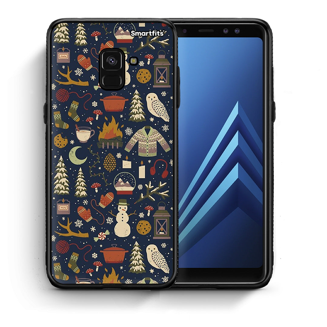 Θήκη Samsung A8 Christmas Elements από τη Smartfits με σχέδιο στο πίσω μέρος και μαύρο περίβλημα | Samsung A8 Christmas Elements case with colorful back and black bezels