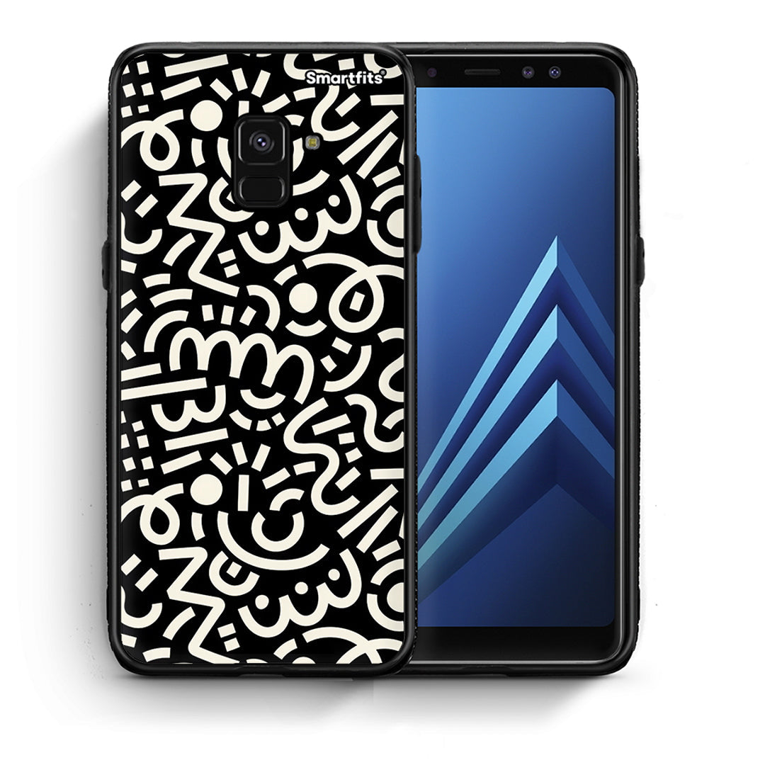 Θήκη Samsung A8 Doodle Art από τη Smartfits με σχέδιο στο πίσω μέρος και μαύρο περίβλημα | Samsung A8 Doodle Art case with colorful back and black bezels