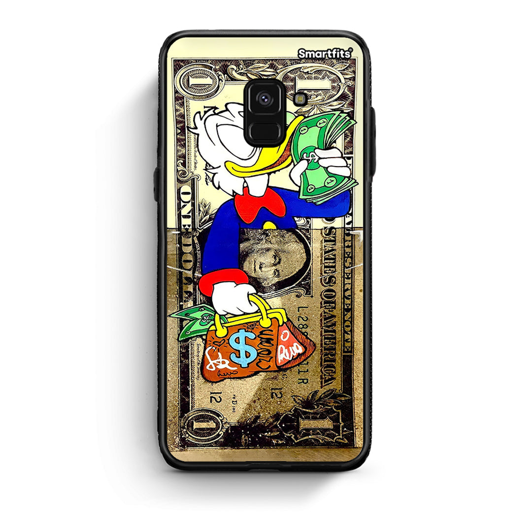 Samsung A8 Duck Money Θήκη από τη Smartfits με σχέδιο στο πίσω μέρος και μαύρο περίβλημα | Smartphone case with colorful back and black bezels by Smartfits