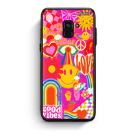 Thumbnail for Samsung A8 Hippie Love θήκη από τη Smartfits με σχέδιο στο πίσω μέρος και μαύρο περίβλημα | Smartphone case with colorful back and black bezels by Smartfits