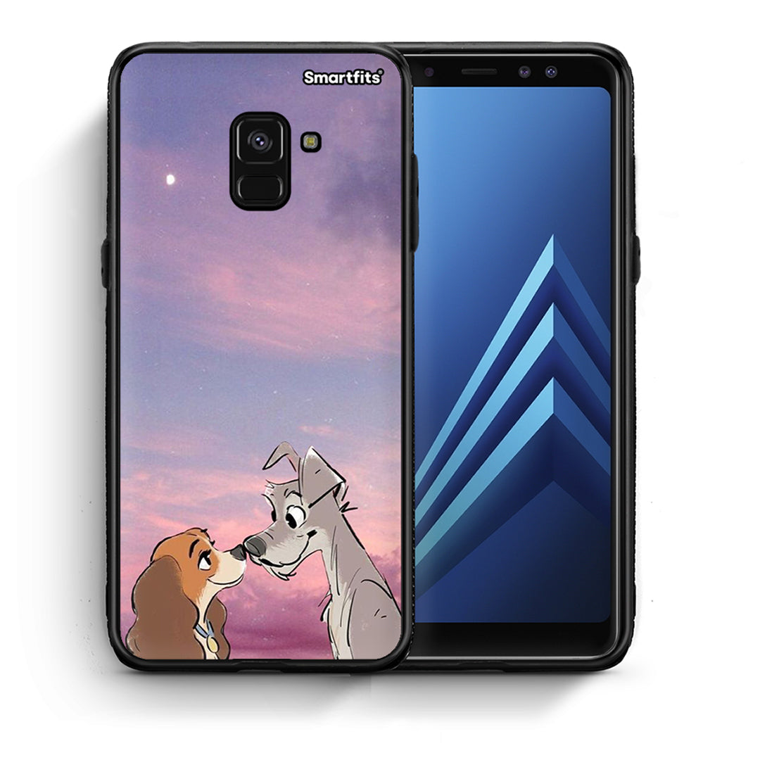 Θήκη Samsung A8 Lady And Tramp από τη Smartfits με σχέδιο στο πίσω μέρος και μαύρο περίβλημα | Samsung A8 Lady And Tramp case with colorful back and black bezels