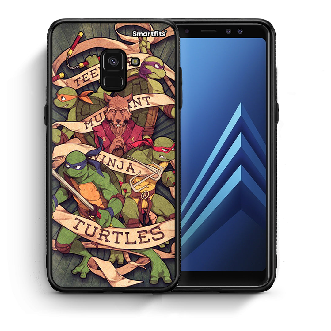 Θήκη Samsung A8 Ninja Turtles από τη Smartfits με σχέδιο στο πίσω μέρος και μαύρο περίβλημα | Samsung A8 Ninja Turtles case with colorful back and black bezels