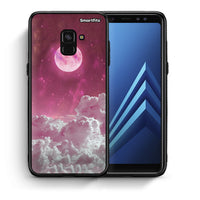 Thumbnail for Θήκη Samsung A8 Pink Moon από τη Smartfits με σχέδιο στο πίσω μέρος και μαύρο περίβλημα | Samsung A8 Pink Moon case with colorful back and black bezels